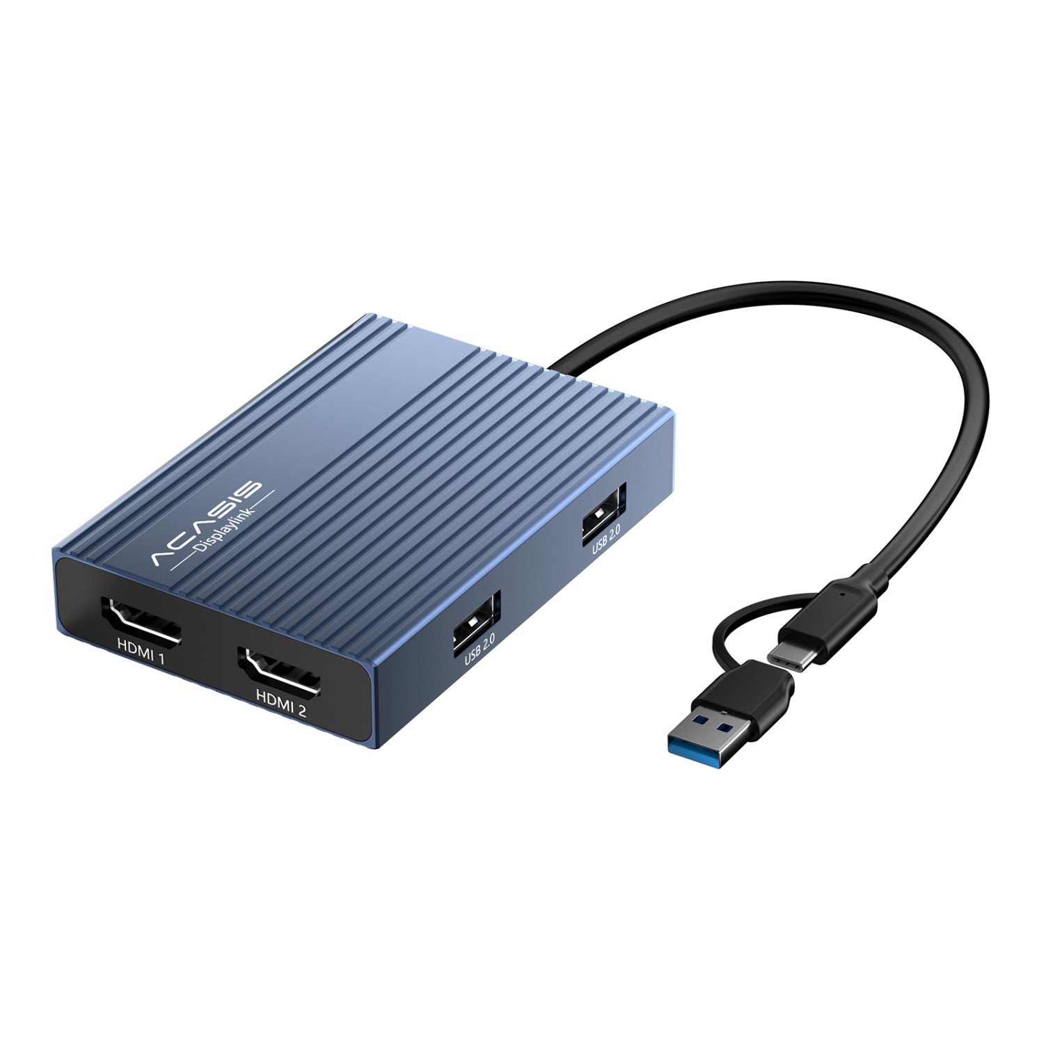 ACASIS USB to HDMI adapter 4K 60Hz, 2 HDMI and 3 USB-A ports, 100W PD charging, Mac display link