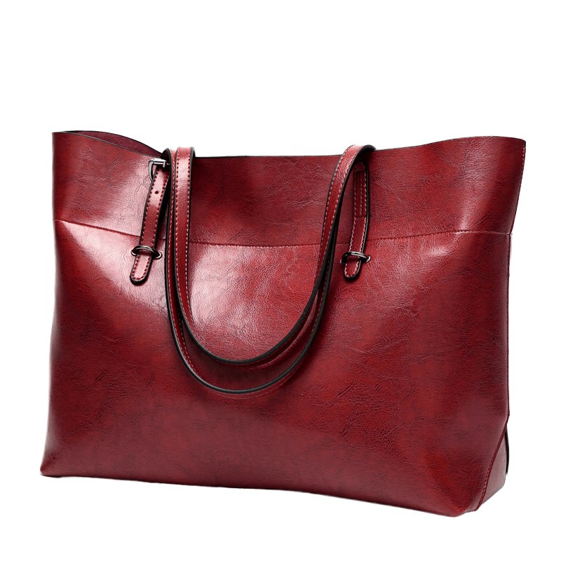 Women's Retro Summer Daily Office Professional Shopping Handbag PU Leather Zipper Sealed Black Grey Red Wine Brown