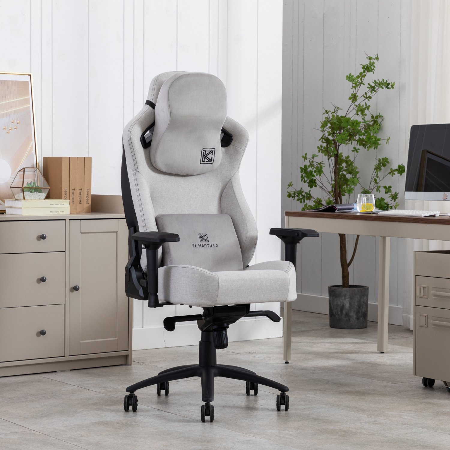 Ergonomic Transition Fabric Gaming Chair Durable Metal Frame Adjustable Armrests Comfortable Lumbar Support 3-year Warranty