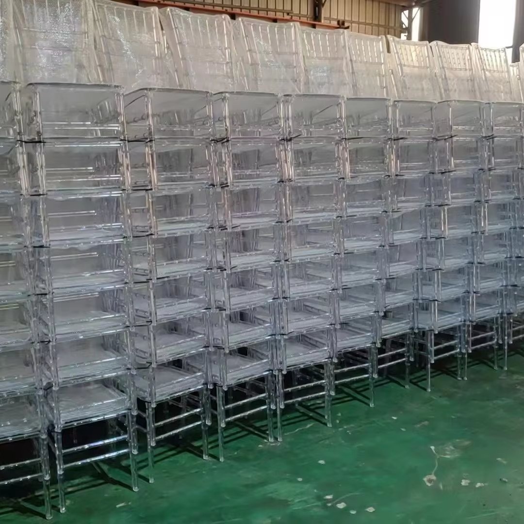 Hot selling transparent resin Chiavari chairs, white plastic acrylic wedding chairs, wholesale Phoenix Napoleon chair factory