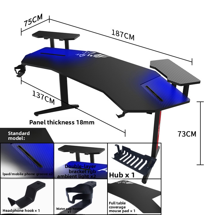 Wholesale metal L-shaped gaming computer desk, large modern design, living room/office