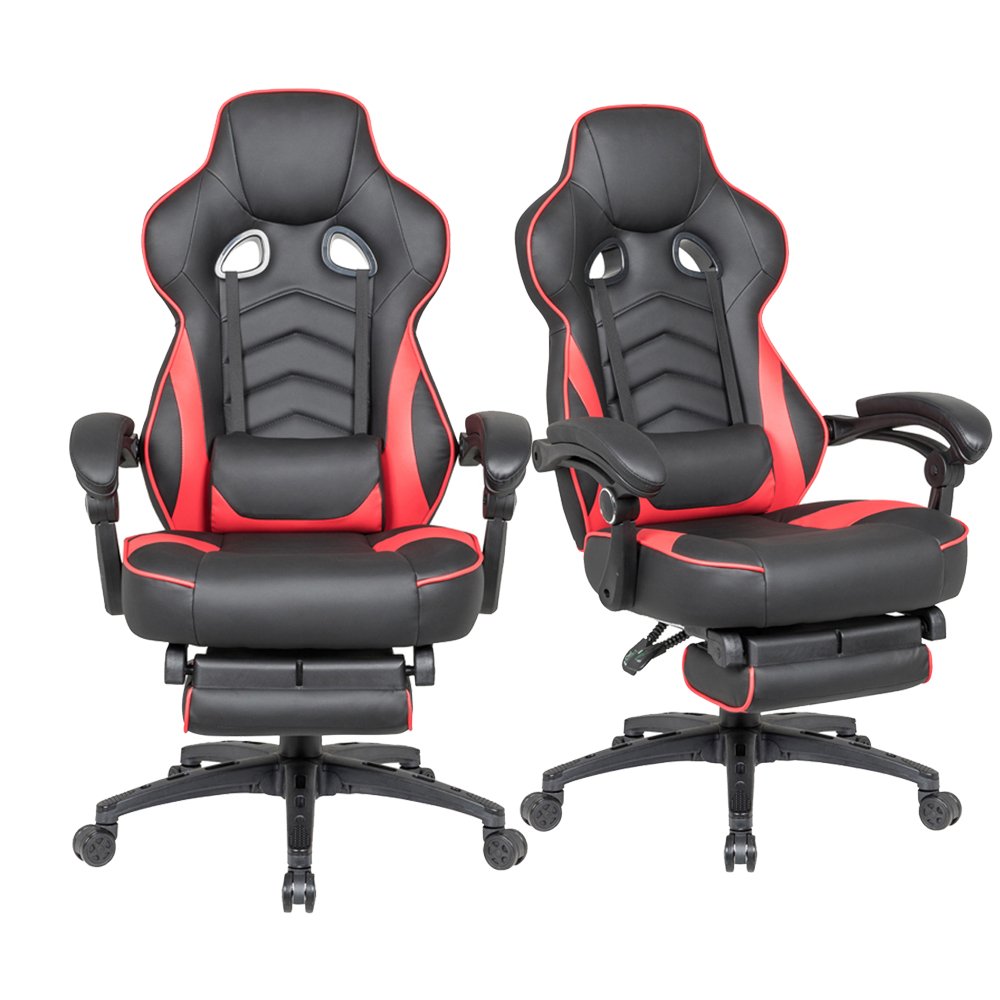 Customized reclining computer ergonomic synthetic leather swivel gaming chair with footrest steel frame, weighing 500 pounds and capacity